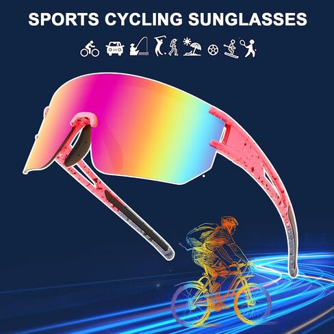 WANWAN Men Women Cycling Sunglasses, 80s Sport Baseball Mirrored Sun Glasses for Youth Adults Running Softball in Saudi Arabia
