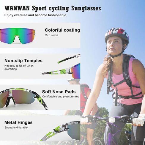 WANWAN Men Women Cycling Sunglasses, 80s Sport Baseball Mirrored Sun Glasses for Youth Adults Running Softball in Saudi Arabia