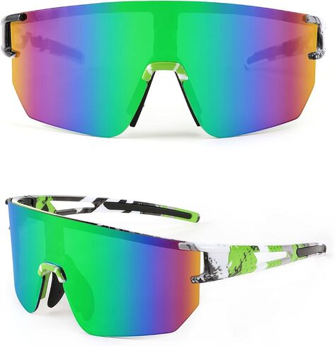 WANWAN Men Women Cycling Sunglasses, 80s Sport Baseball Mirrored Sun Glasses for Youth Adults Running Softball in Saudi Arabia