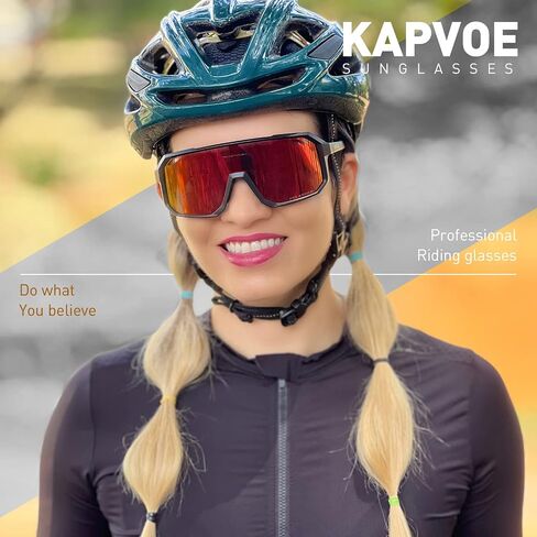 نظارات شمسية مستقطبة لركوب الدراجات من KAPVOE، نظارات بيسبول للحماية من الأشعة فوق البنفسجية 400 للرجال والنساء in Kuwait