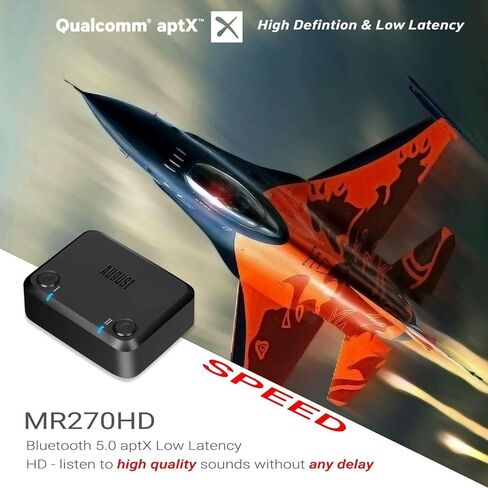 جهاز إرسال بلوتوث AptX HD منخفض الكمون - أغسطس MR270 HD - محول سماعة رأس بلوتوث v5.0 ثنائي الارتباط للتلفزيون - قم بتوصيل زوجين من سماعات الرأس اللاسلكية بالتلفزيون والكمبيوتر اللوحي والكمبيوتر الشخصي in Kuwait