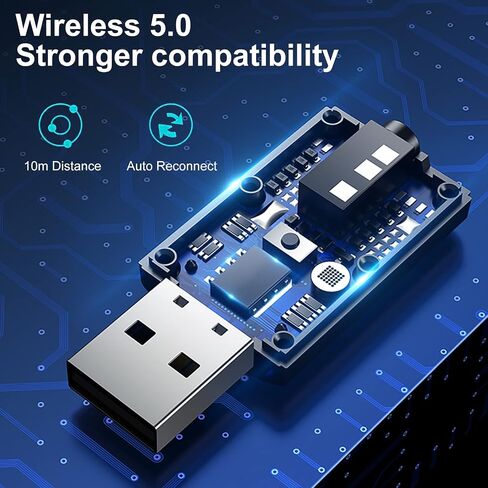 جهاز إرسال بلوتوث 5.0 للتلفزيون وسماعات الرأس اللاسلكية، محول Aux بلوتوث 2 في 1، جهاز إرسال USB لاسلكي للتلفزيون، الكمبيوتر الشخصي، MP3، صالة الألعاب الرياضية، استخدام الطائرة مع أي مقبس صوت 3.5 مم in Kuwait