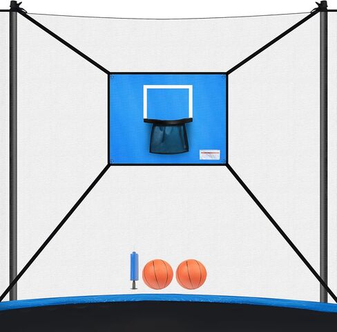 Trampoline Basketball Hoop with Mini Basketball Easy to Install Basketball Hoop for Trampoline Breakaway Rim for Safe Dunking Blue in Kuwait
