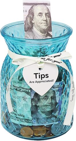 جرة زجاجية للمال، صندوق طرف لحانات النادل، حاوية المال للموسيقيين، صندوق دلو للزجاجة، حاوية تخزين النقود النقدية، أزرق in Kuwait