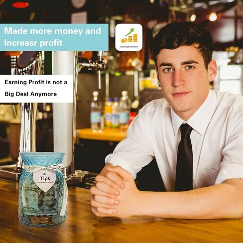 جرة زجاجية للمال، صندوق طرف لحانات النادل، حاوية المال للموسيقيين، صندوق دلو للزجاجة، حاوية تخزين النقود النقدية، أزرق in Kuwait