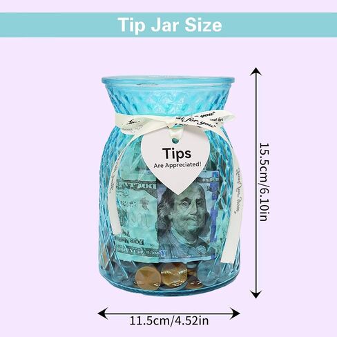 جرة زجاجية للمال، صندوق طرف لحانات النادل، حاوية المال للموسيقيين، صندوق دلو للزجاجة، حاوية تخزين النقود النقدية، أزرق in Kuwait