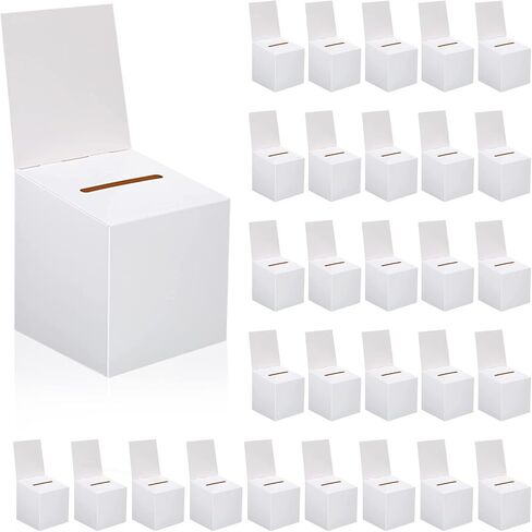 مجموعة صناديق اقتراع مكونة من 32 - صندوق تذاكر يانصيب، صندوق اقتراع أبيض بفتحة، صناديق يانصيب للتذاكر، صندوق تذاكر مع رأس، صندوق اقتراع أبيض - 6 × 6 × 6 بوصة in Kuwait