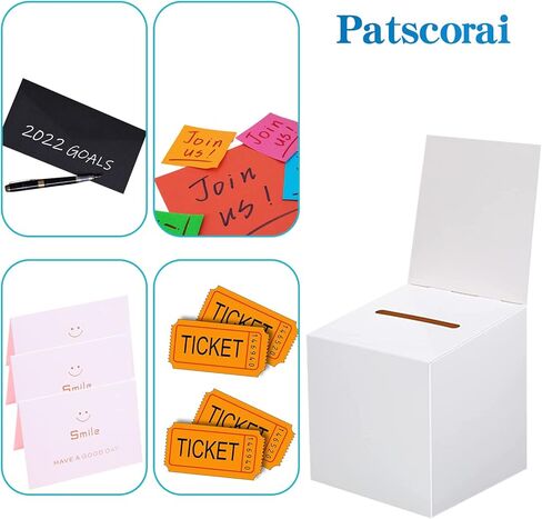 مجموعة صناديق اقتراع مكونة من 32 - صندوق تذاكر يانصيب، صندوق اقتراع أبيض بفتحة، صناديق يانصيب للتذاكر، صندوق تذاكر مع رأس، صندوق اقتراع أبيض - 6 × 6 × 6 بوصة in Kuwait