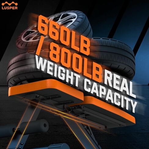 مقعد رفع الأثقال من لوسبر للصالة الرياضية المنزلية، مقعد رفع الأثقال قابل للتعديل والطي، مقعد تمرين متعدد الأغراض لضغط المقعد، الجلوس والانحدار المسطح in Kuwait