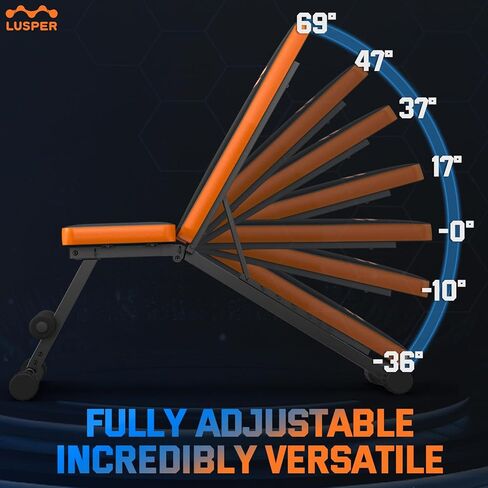 مقعد رفع الأثقال من لوسبر للصالة الرياضية المنزلية، مقعد رفع الأثقال قابل للتعديل والطي، مقعد تمرين متعدد الأغراض لضغط المقعد، الجلوس والانحدار المسطح in Kuwait