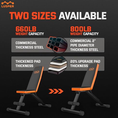 مقعد رفع الأثقال من لوسبر للصالة الرياضية المنزلية، مقعد رفع الأثقال قابل للتعديل والطي، مقعد تمرين متعدد الأغراض لضغط المقعد، الجلوس والانحدار المسطح in Kuwait