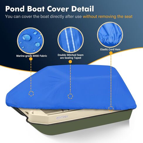 غطاء قارب بركة مقاوم للماء من YimSting 600D يناسب 8'-10'L Pond Prowler Bass Raider Boat وقارب صيد، قماش عالي التحمل من الدرجة البحرية، رمادي in Kuwait