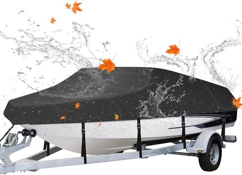 غطاء قارب سميك 17-19ft 600D أكسفورد البحرية الصف غطاء قارب مقاوم للماء مع حقيبة تخزين للخارجية in Kuwait