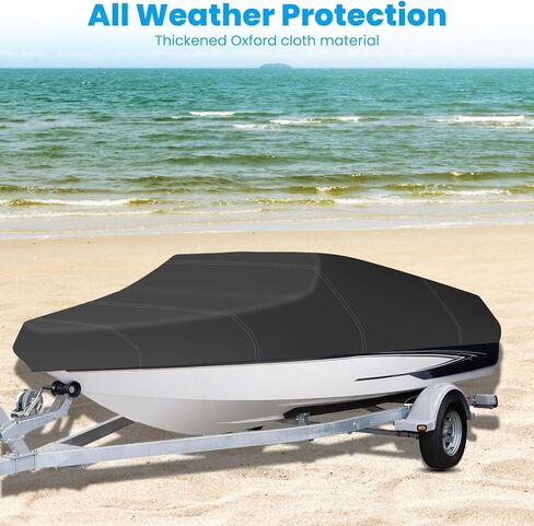 غطاء قارب سميك 17-19ft 600D أكسفورد البحرية الصف غطاء قارب مقاوم للماء مع حقيبة تخزين للخارجية in Kuwait