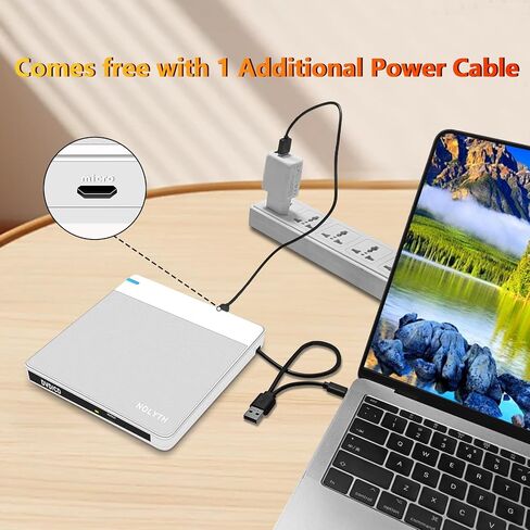 محرك الأقراص المضغوطة/أقراص DVD الخارجية من NOLYTH رفيع للغاية: ناسخ أقراص مضغوطة USB 3.0 وUSB C مع منافذ USB SD/TF/2 محمول +/-RW مشغل DVD لأجهزة الكمبيوتر المحمول وأجهزة الكمبيوتر المحمول وأجهزة Mac Windows وApple Desktop Linux in Kuwait