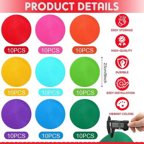 Tinideya 90 Pcs TPE Spot Markers with Bag 9 Inch Numbered Floor Spots for Gym Floor Dots Non Slip Poly Spot Marker for Classroom Gym Floor Basketball Soccer Agility Training Org in Saudi Arabia