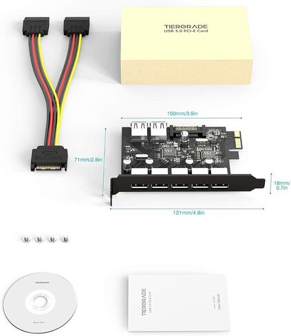 Tiergrade PCI-E Expansion Card to 7 Ports (2X USB 2.0-A, 3X USB 3.0-A, 2X USB 3.0-C), PCI Express (PCIe) Expansion Card USB Card for Desktop PC Support Windows 10/8.1/8/7/XP and MAC OS 10.8.2 Above in Saudi Arabia