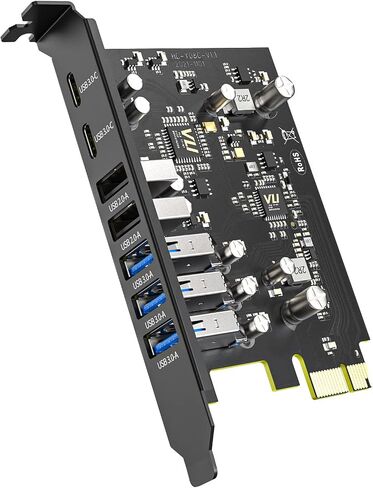 Tiergrade PCI-E Expansion Card to 7 Ports (2X USB 2.0-A, 3X USB 3.0-A, 2X USB 3.0-C), PCI Express (PCIe) Expansion Card USB Card for Desktop PC Support Windows 10/8.1/8/7/XP and MAC OS 10.8.2 Above in Saudi Arabia