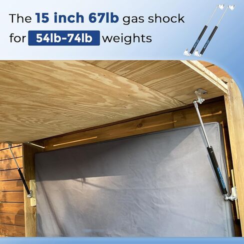 ARANA 15 بوصة دعامات دعم الرفع صدمات زنبركية غازية 300 N/67 LB لكل دعامة لسرير RV، فتحة أرضية، باب تلفزيون، خزانة تلفزيون، غطاء صندوق عالي التحمل، غطاء نافذة العربة مع حوامل L قطعتين (وزن الدعم 55-75 رطل) in Kuwait
