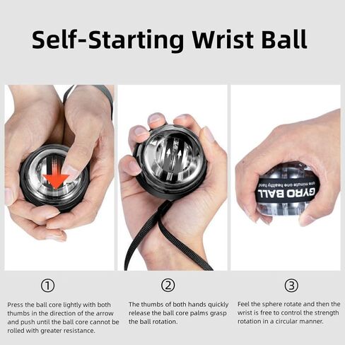 Ezweiji Gyro Ball Wrist Exerciser,Auto-Start Wrist Trainer Ball with Original Ball Bag for Strengthen Arms,Fingers,Wrist Bones and Muscle in Kuwait