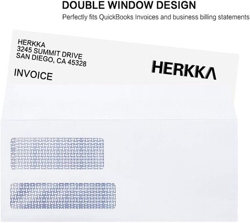 #9 مظاريف أمان نافذة مزدوجة، HERKKA رقم 9 مظاريف عمل مزدوجة النافذة مصممة لفواتير الكتب السريعة وبيانات الأعمال - رقم 9 مقاس 3 7/8 بوصة × 8 7/8 بوصة - 24 رطل - 500 حزمة in Kuwait