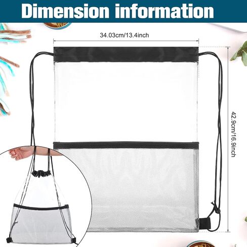 10 قطع من حقيبة الظهر ذات الرباط الشفاف والمعتمدة من الاستاد، حقيبة ظهر من مادة PVC مزودة بخيط سحب مع جيب شبكي بسحاب أمامي للمناسبات الرياضية in Kuwait