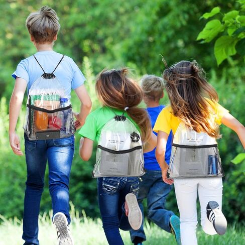 10 قطع من حقيبة الظهر ذات الرباط الشفاف والمعتمدة من الاستاد، حقيبة ظهر من مادة PVC مزودة بخيط سحب مع جيب شبكي بسحاب أمامي للمناسبات الرياضية in Kuwait