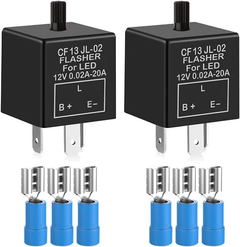 2 قطعة 12 فولت 3 دبوس مرحل فلاش LED إلكتروني 0.1 وات-150 وات c/m دراجة نارية إشارة الانعطاف قابلة للتعديل CF-13KT، تأتي مع 6 قطع طرفية in Kuwait