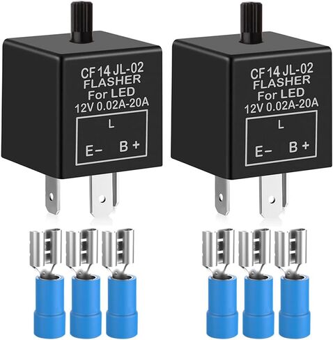 2 قطعة 12 فولت 3 دبوس مرحل فلاش LED إلكتروني 0.1 وات-150 وات c/m دراجة نارية إشارة الانعطاف قابلة للتعديل CF-13KT، تأتي مع 6 قطع طرفية in Kuwait