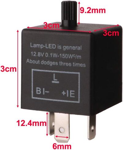 2 قطعة 12 فولت 3 دبوس مرحل فلاش LED إلكتروني 0.1 وات-150 وات c/m دراجة نارية إشارة الانعطاف قابلة للتعديل CF-13KT، تأتي مع 6 قطع طرفية in Kuwait