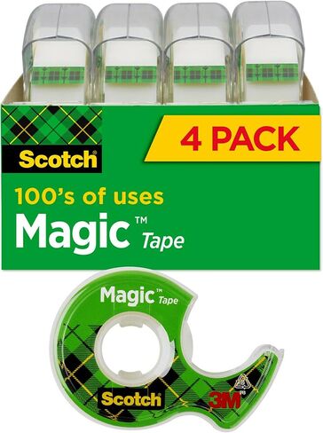 Scotch Magic Tape, Invisible, Home Office Supplies and Back to School Supplies for College and Classrooms, 4 Rolls with 4 Dispensers in Saudi Arabia