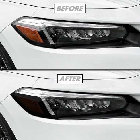 لون دخان الفينيل المقطوع مسبقًا من SlickMod لمصباح Honda Civic 2022-2023 (4. علامة جانبية للمصابيح الأمامية، 20% دخان داكن) in Kuwait