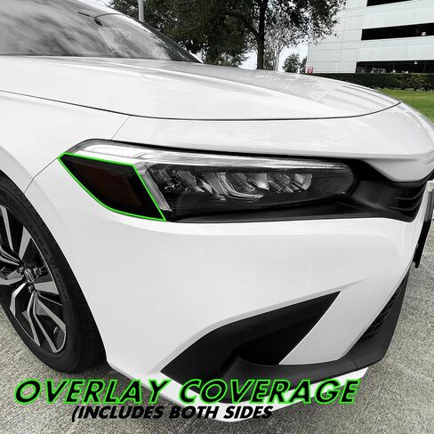 لون دخان الفينيل المقطوع مسبقًا من SlickMod لمصباح Honda Civic 2022-2023 (4. علامة جانبية للمصابيح الأمامية، 20% دخان داكن) in Kuwait