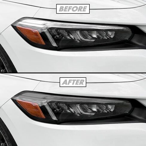 لون دخان الفينيل المقطوع مسبقًا من SlickMod لمصباح Honda Civic 2022-2023 (4. علامة جانبية للمصابيح الأمامية، 20% دخان داكن) in Kuwait