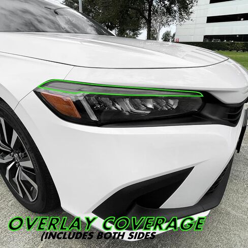 لون دخان الفينيل المقطوع مسبقًا من SlickMod لمصباح Honda Civic 2022-2023 (4. علامة جانبية للمصابيح الأمامية، 20% دخان داكن) in Kuwait