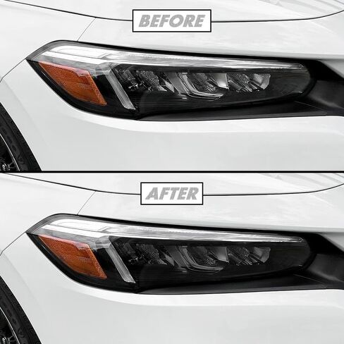 لون دخان الفينيل المقطوع مسبقًا من SlickMod لمصباح Honda Civic 2022-2023 (4. علامة جانبية للمصابيح الأمامية، 20% دخان داكن) in Kuwait