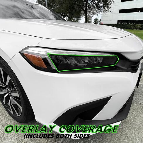 لون دخان الفينيل المقطوع مسبقًا من SlickMod لمصباح Honda Civic 2022-2023 (4. علامة جانبية للمصابيح الأمامية، 20% دخان داكن) in Kuwait