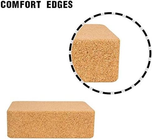 Cork Yoga Blocks, 2 Pack, 9"x6"x3", High Density Solid Natural Cork Yoga Brick with Comfortable Edge to Improve Balance, Strength and Flexibility in Kuwait