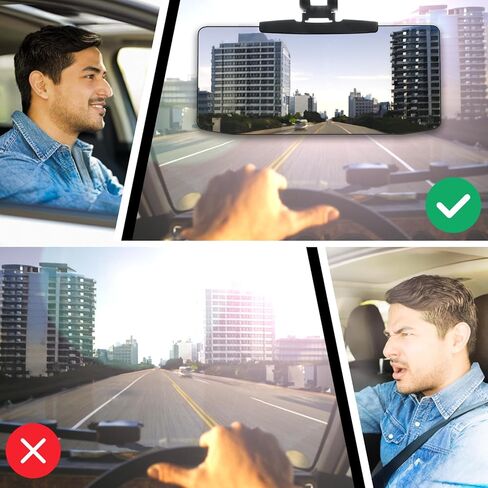 موسع واقي السيارة - حاجز الشمس المستقطب مع حماية ضد التوهج ليلاً ونهارًا 2 في 1، يحمي عيون السائق من أشعة الشمس والمصابيح الأمامية، واقي مثالي من الشمس للأشخاص قصار القامة، سهل التركيب in Kuwait