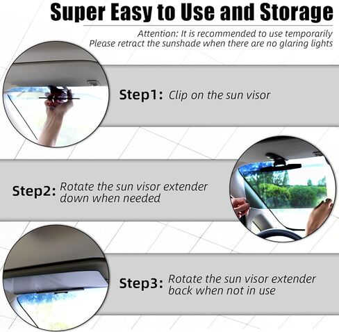موسع واقي السيارة - حاجز الشمس المستقطب مع حماية ضد التوهج ليلاً ونهارًا 2 في 1، يحمي عيون السائق من أشعة الشمس والمصابيح الأمامية، واقي مثالي من الشمس للأشخاص قصار القامة، سهل التركيب in Kuwait