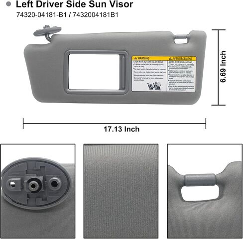 أقنعة الشمس من جانب الراكب الأيمن من NHILES متوافقة مع Toyota Tacoma 2005-2012 بدون ضوء #74320-04181-B0 رمادي in Kuwait