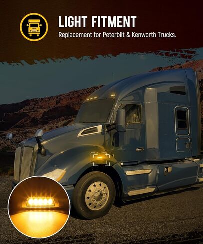 Partsam 2Pcs Dual Color Amber LED Side Marker Turn Signal Light to Blue LED Auxiliary Light Replacement for Kenworth T680 T880 and Peterbilt 576 in Saudi Arabia
