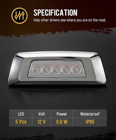 Partsam 2Pcs Dual Color Amber LED Side Marker Turn Signal Light to Blue LED Auxiliary Light Replacement for Kenworth T680 T880 and Peterbilt 576 in Saudi Arabia