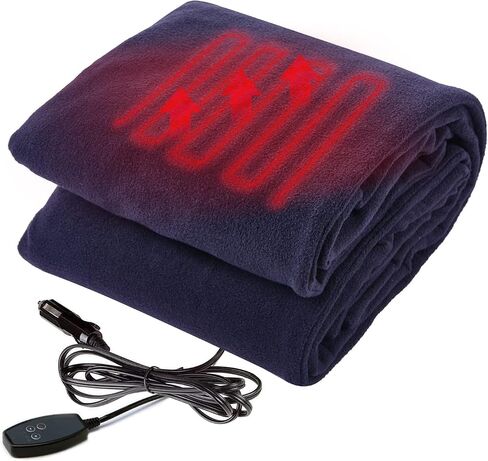 Big Hippo Electric Car Blanket 12V Fleece Heated Car Blanket with Easy Controller Car Electric Blanket for Car Truck RV Ideal Electric Blanket for Cold Weather (58" x 42",Black) in Saudi Arabia