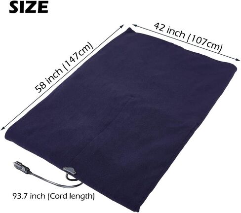 Big Hippo Electric Car Blanket 12V Fleece Heated Car Blanket with Easy Controller Car Electric Blanket for Car Truck RV Ideal Electric Blanket for Cold Weather (58" x 42",Black) in Saudi Arabia