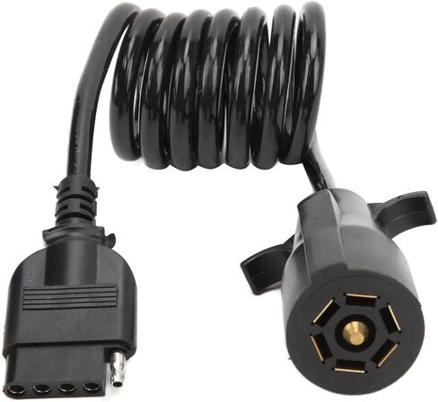 NiLooki 7 طريقة مستديرة إلى 5 طريقة دبوس مقطورة مسطحة ملفوف موصل الأسلاك قابس مهايئ لشاحنة RV مقطورة كامل الطول-60 بوصة in Kuwait