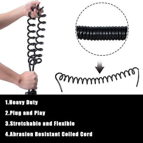 NiLooki 7 طريقة مستديرة إلى 5 طريقة دبوس مقطورة مسطحة ملفوف موصل الأسلاك قابس مهايئ لشاحنة RV مقطورة كامل الطول-60 بوصة in Kuwait