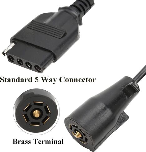 NiLooki 7 طريقة مستديرة إلى 5 طريقة دبوس مقطورة مسطحة ملفوف موصل الأسلاك قابس مهايئ لشاحنة RV مقطورة كامل الطول-60 بوصة in Kuwait