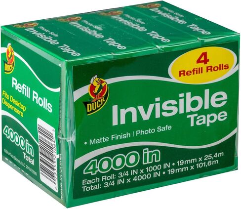 Duck Brand Matte Finish Invisible Tape Refill for Dispenser, 10 Rolls, Each Roll 3/4-Inch x 1000 Inches for 10000 Total Inches in Saudi Arabia