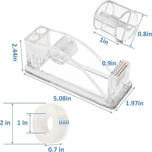Transparent Acrylic Tape Dispenser, Non-Skid Tape Cutter Holder, Clear Tape Dispensers Bulk for Desk, Office, Home, School in Saudi Arabia